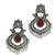Silver oxidised red stone chandbali earrings