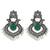 Silver oxidised green stone chandbali earrings