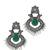 Silver oxidised green stone chandbali earrings