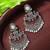 Silver oxidised kundan pink stone chandbali earrings