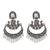 Silver oxidised kundan pink stone chandbali earrings