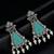 Silver oxidised turquoise triangular drop earrings