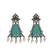 Silver oxidised turquoise triangular drop earrings