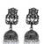 Silver oxidised peacock jhumka earrings