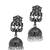 Silver oxidised peacock jhumka earrings