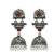Silver oxidised maroon stone jhumka earrings