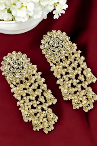 Light gold plated  kundan tassel earrings