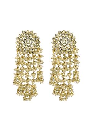 Light gold plated  kundan tassel earrings 2