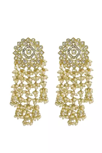 Light gold plated  kundan tassel earrings