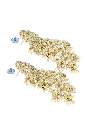 Light gold plated  kundan tassel earrings 3