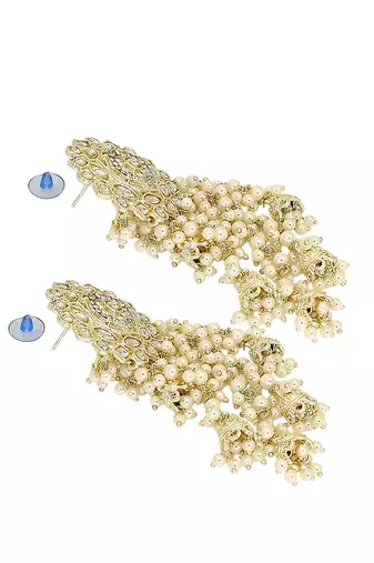 Light gold plated  kundan tassel earrings