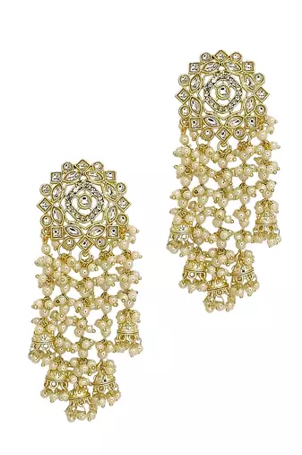 Light gold plated  kundan tassel earrings