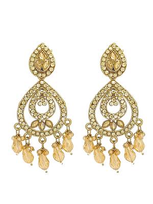 Gold plated shadow stone teardrop earrings 2