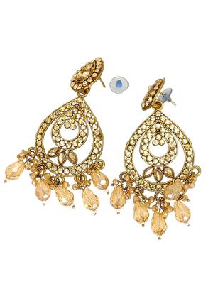 Gold plated shadow stone teardrop earrings 3