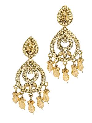 Gold plated shadow stone teardrop earrings 4
