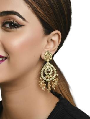 Gold plated shadow stone teardrop earrings 5
