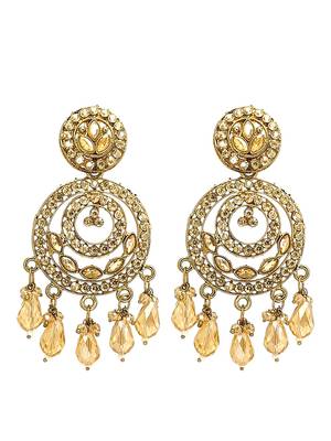 Gold plated shadow stone chandbali earrings 2