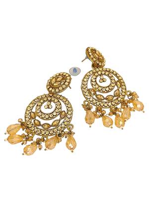 Gold plated shadow stone chandbali earrings 3