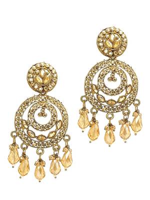 Gold plated shadow stone chandbali earrings 4