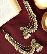 Antique gold plated kundan bahubali jhumka earrings