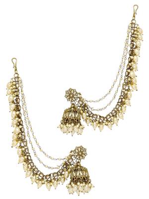 Antique gold plated kundan bahubali jhumka earrings 2