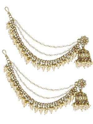 Antique gold plated kundan bahubali jhumka earrings 3