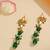 Gold Plated Kundan Green Stone Dangler Earrings