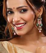 Gold Plated Kundan Multicolor Stone Earrings