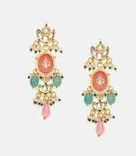 Gold Plated Kundan Multicolor Stone Earrings