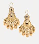 Gold Plated Kundan Green Stone Chandbali Earrings