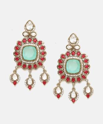 Gold Plated Kundan Turquoise Stone Necklace Set 5