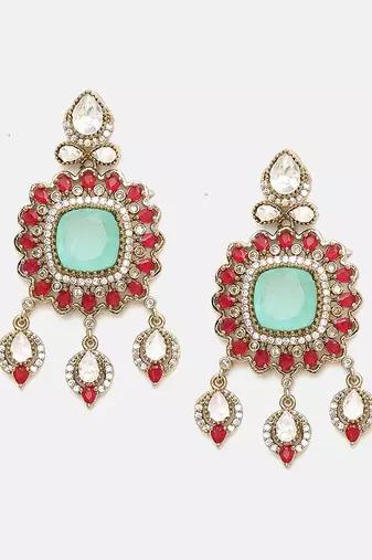 Gold Plated Kundan Turquoise Stone Necklace Set