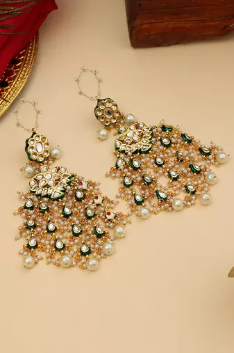 Gold Plated Kundan Dangler Earrings