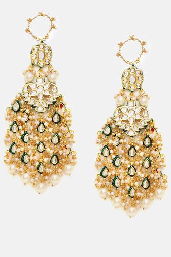 Gold Plated Kundan Dangler Earrings