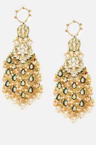Gold Plated Kundan Dangler Earrings