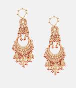 Gold Plated Kundan Red Stone Chandbali Earrings