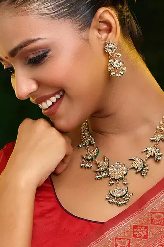 Gold Plated Kundan Necklace Set