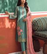 Sky blue organza fancy zari party wear suit