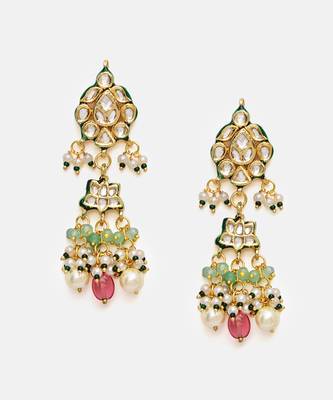 Gold Plated Kundan Multicolor Stones Necklace Set 5