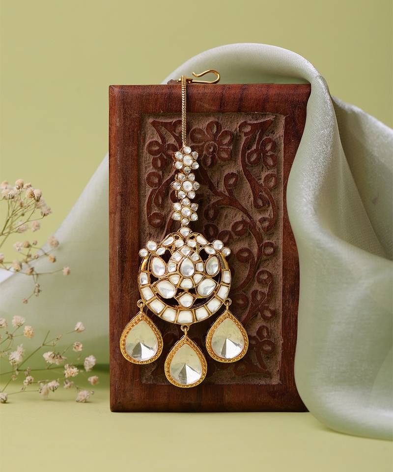 Gold Plated Kundan Maang Tikka