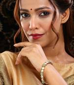 Gold Plated Kundan Green Stones Bangle