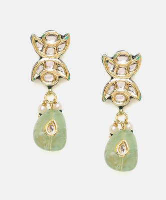 Gold Plated Kundan Turquoise Stone Choker Necklace Set 5
