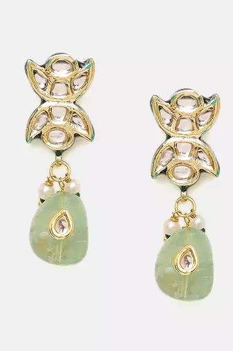 Gold Plated Kundan Turquoise Stone Choker Necklace Set