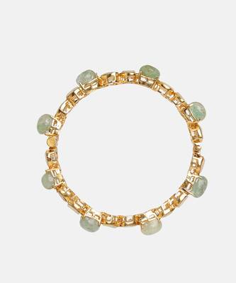 Gold Plated Kundan Green Stones Bangle 4