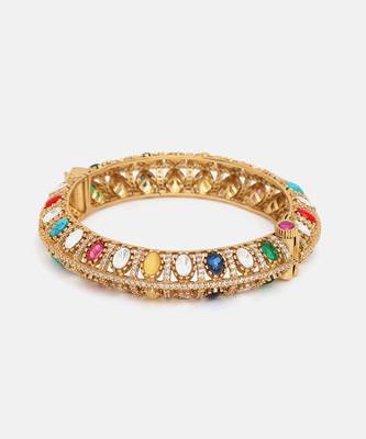 Gold Plated Kundan Multicolor Stones Bangle 4
