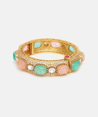 Gold Plated Kundan Multicolor Stones Bangle 3