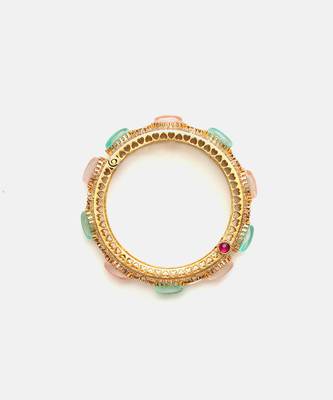 Gold Plated Kundan Multicolor Stones Bangle 4