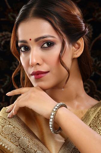 Two Tone Plated Kundan Bangle