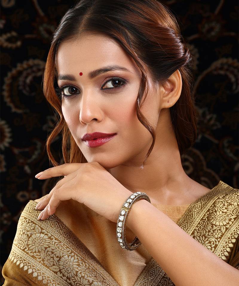 Two Tone Plated Kundan Bangle