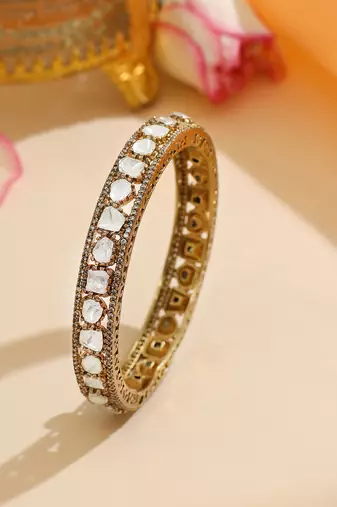Two Tone Plated Kundan Bangle